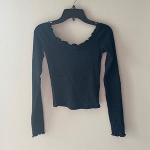 Abercrombie & Fitch Black Long Sleeve Crop Top